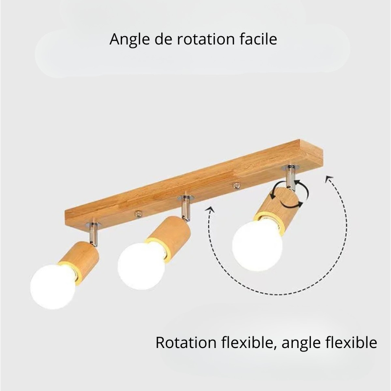 Plafonnier en bois moderne 3 têtes