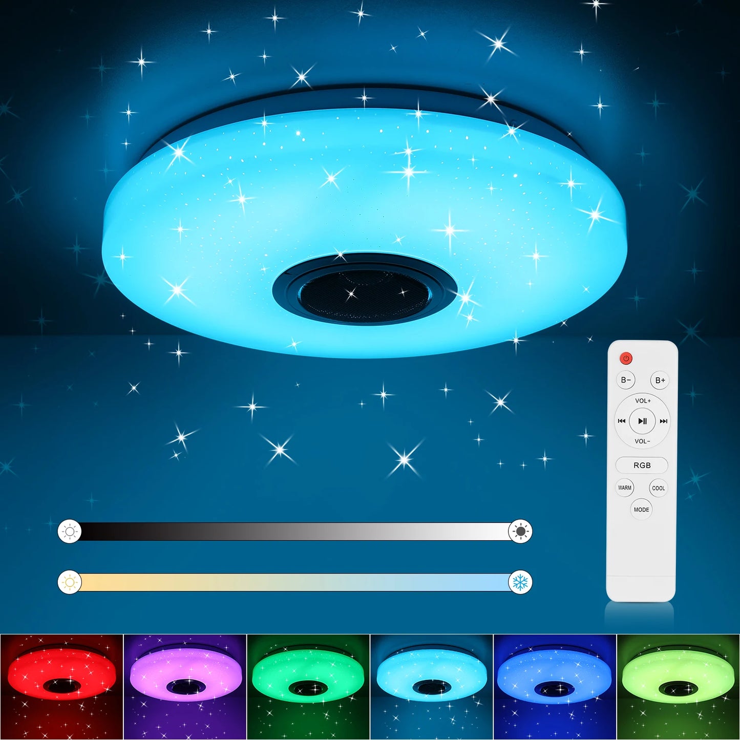 Plafonnier LED bluetooth 7 couleurs