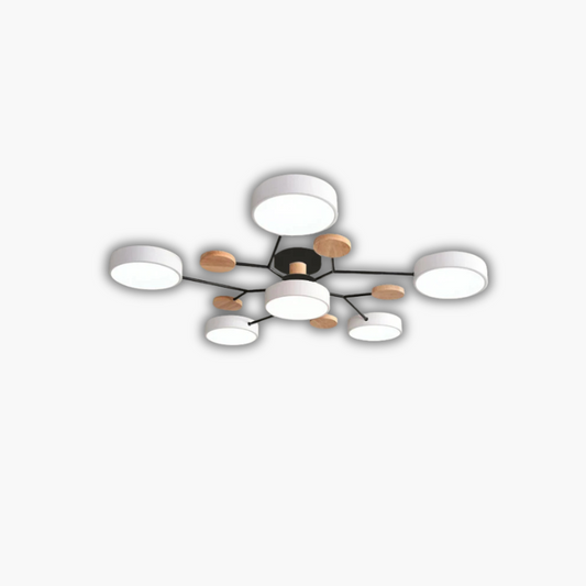 Plafonnier salon 6 lumières LED moderne blanc