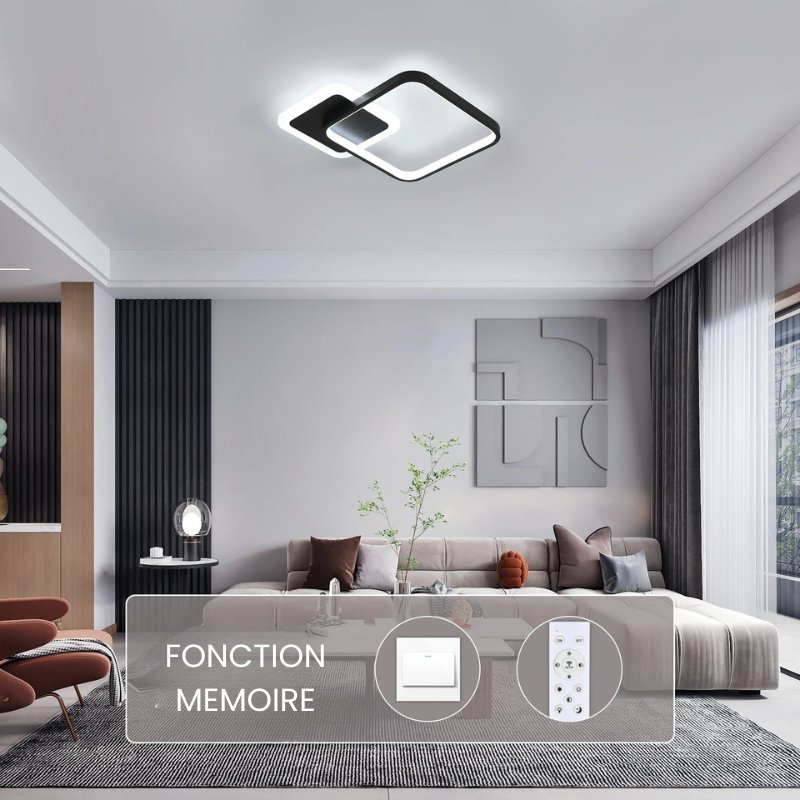 Plafonnier chambre LED en forme de carré lumineux