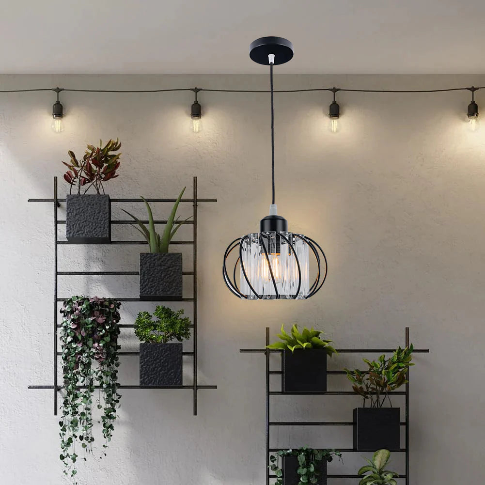 Plafonnier noir pour salon en verre en forme de globe