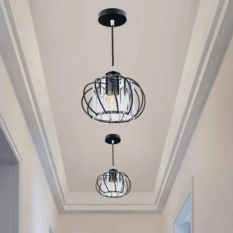 Plafonnier noir pour salon en verre en forme de globe