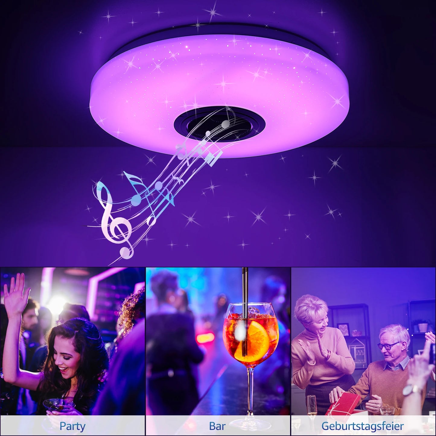Plafonnier LED bluetooth 7 couleurs