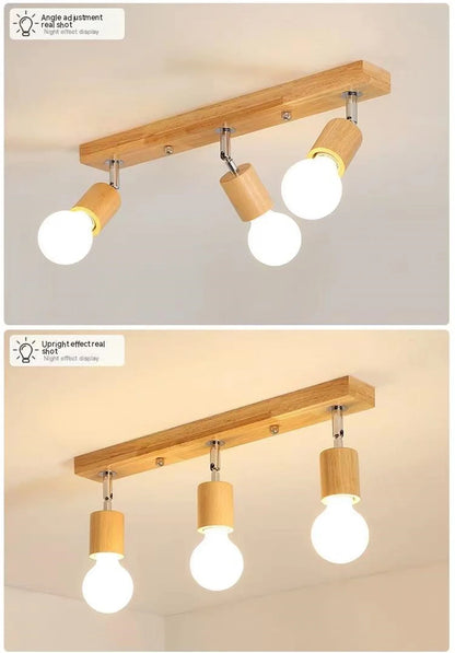 Plafonnier en bois moderne 3 têtes