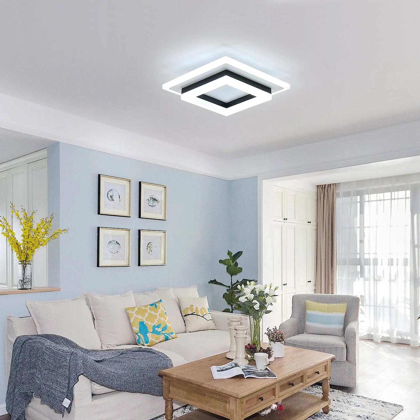 Plafonnier chambre LED moderne carré