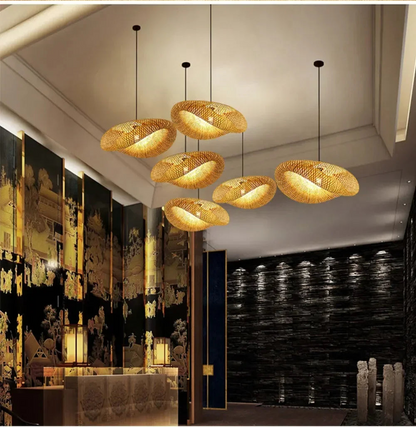 Plafonnier salon moderne en rotin