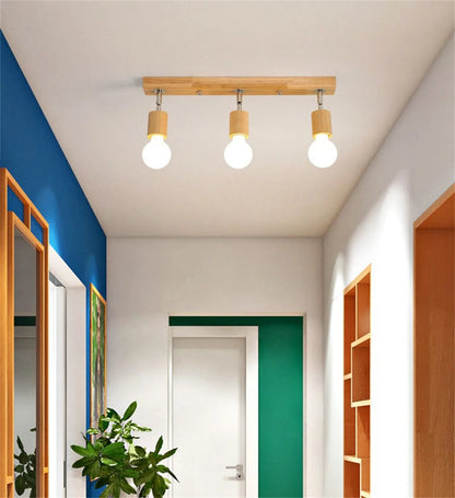 Plafonnier en bois moderne 3 têtes