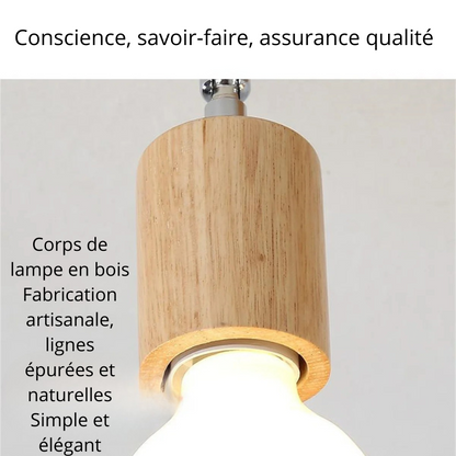 Plafonnier en bois moderne 3 têtes